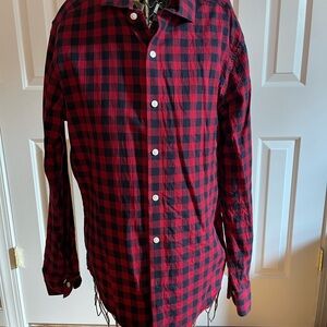 Bonobos red/black plaid cotton flannel men’s shirt. Size medium